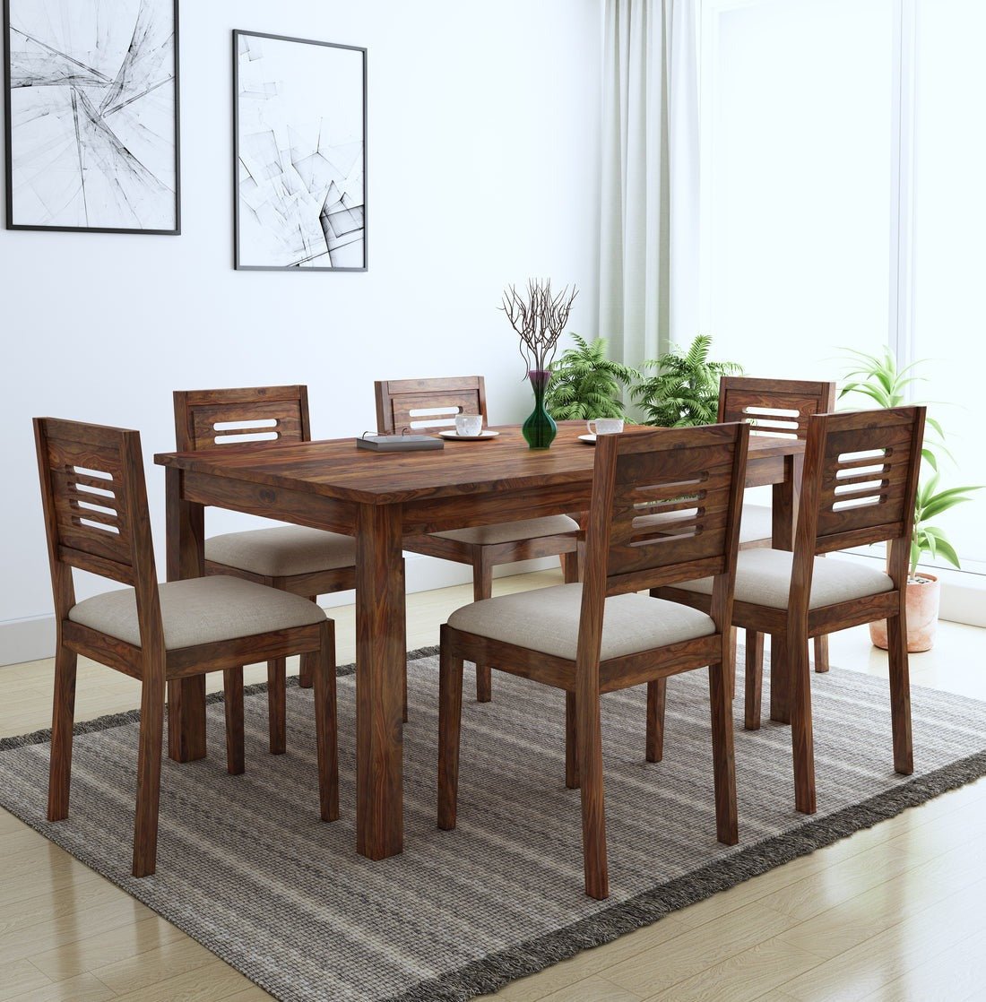 Felix Wooden Round Dining Table Sets with Cushioned / Non Cushioned Chairs - Torque India