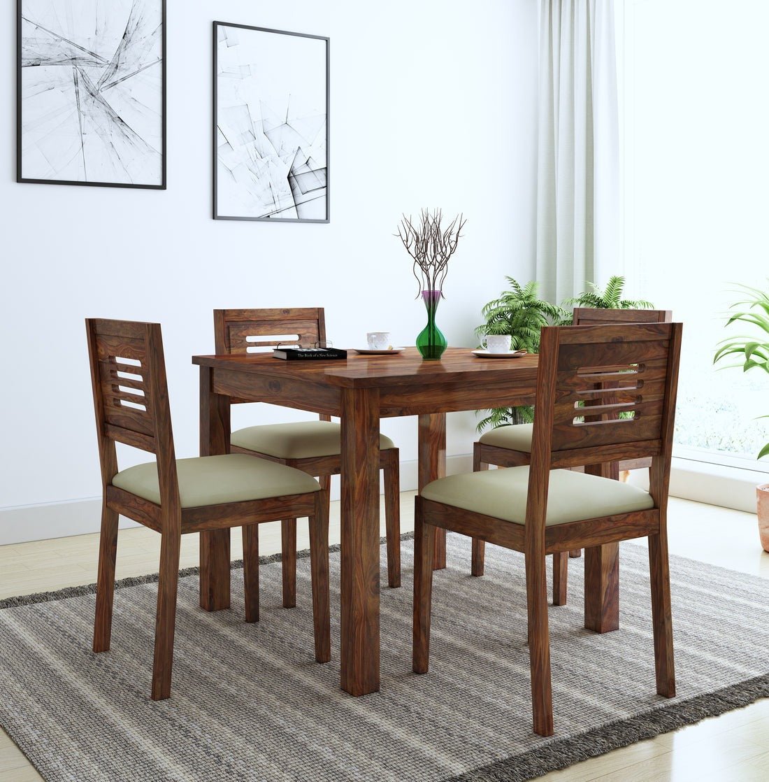 Felix Wooden Round Dining Table Sets with Cushioned / Non Cushioned Chairs - Torque India