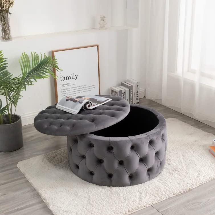 George Round Shape Fabric Ottoman Pouffe Puffy - Torque India