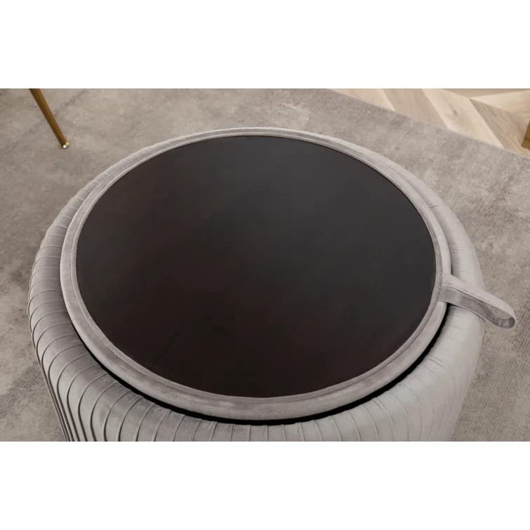 Hamburg Round Shape Fabric Ottoman Pouffe Puffy - Torque India