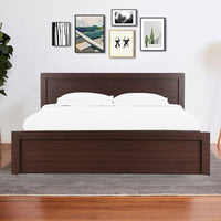 Harry Engineered Wood Queen Size Bed Without Storage (Brown) - Torque India