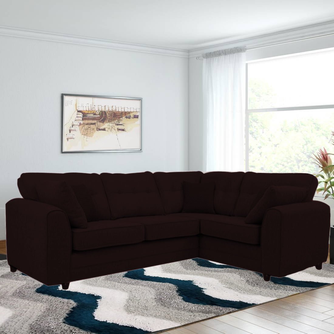 Hatfield 5 Seater Fabric Sofa for Living Room - Torque India