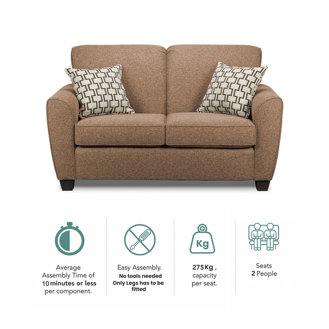 Holden 2 Seater Sofa for Living Room - Torque India