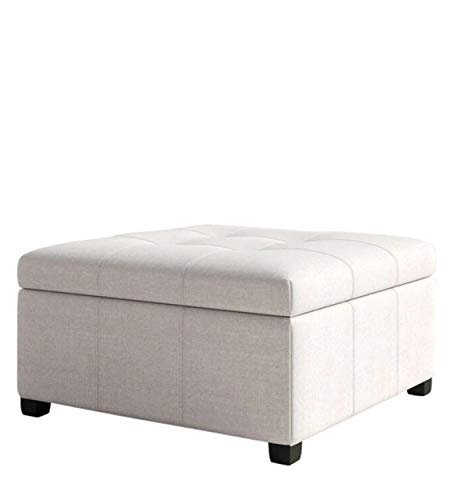 Hooper Ottoman Foam Cushioned Pouffe Puffy for Foot Rest Home Furniture (Off White) - Torque India