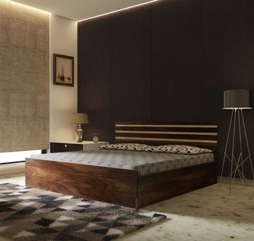 Hyatt Engineered Wood Bed with Box Storage for Bedroom (Brown) - Torque India