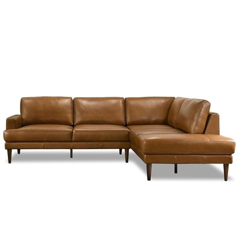 Irina L Shape 6 Seater Leatherette Sectional Sofa for Living Room - Brown - Torque India