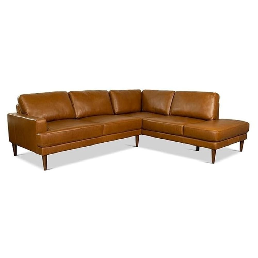 Irina L Shape 6 Seater Leatherette Sectional Sofa for Living Room - Brown - Torque India