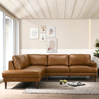 Irina L Shape 6 Seater Leatherette Sectional Sofa for Living Room - Brown - Torque India