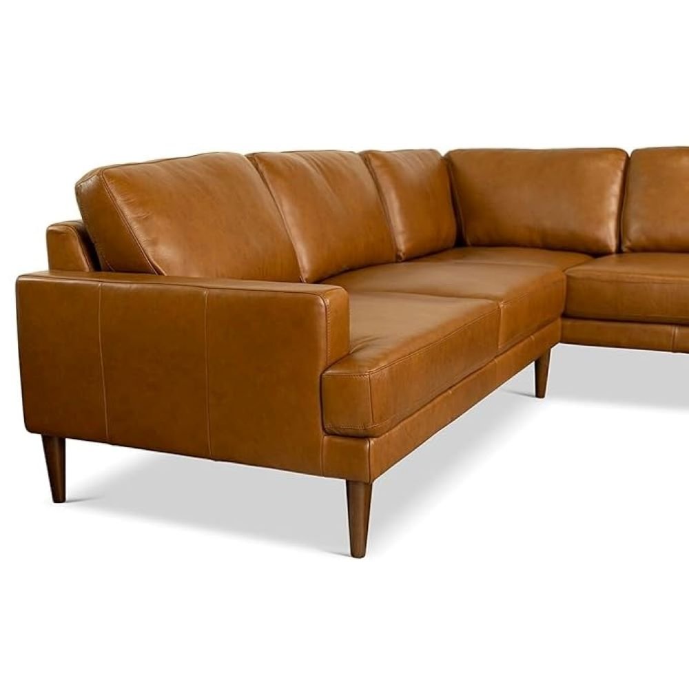 Irina L Shape 6 Seater Leatherette Sectional Sofa for Living Room - Brown - Torque India