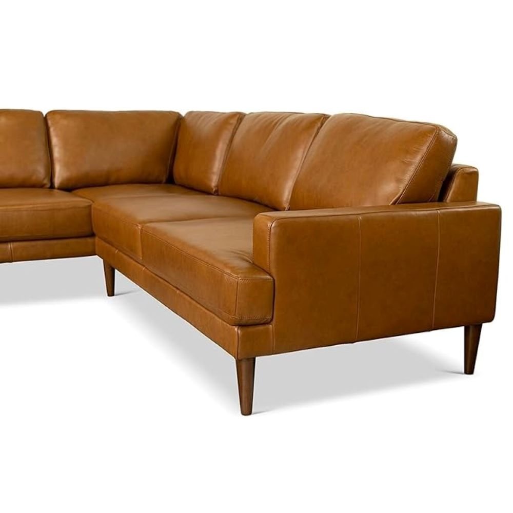 Irina L Shape 6 Seater Leatherette Sectional Sofa for Living Room - Brown - Torque India