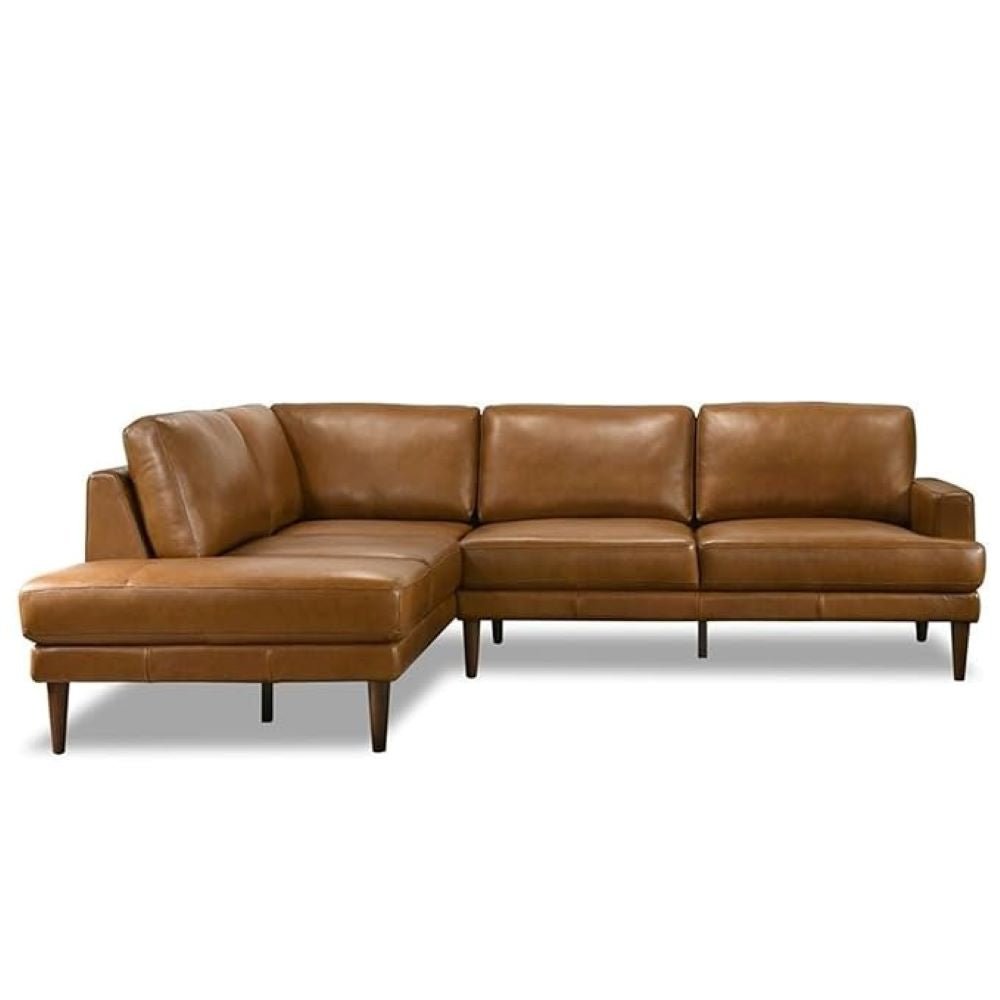 Irina L Shape 6 Seater Leatherette Sectional Sofa for Living Room - Brown - Torque India