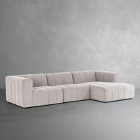 Jerry 4 Seater L Shape Fabric Sofa - Grey - Torque India