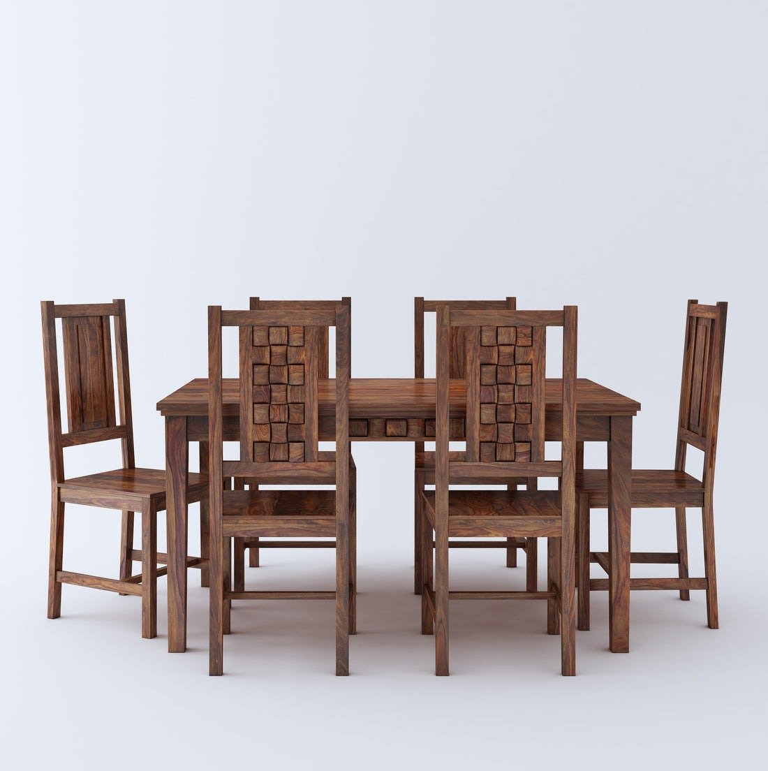 Jonson 6 Seater Wooden Rectangle Dining Table Sets with 4 Cushioned Chairs - Torque India