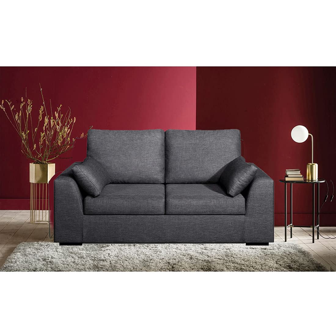 Kane 2 Seater Fabric Sofa for Living Room (Dark Grey) - Torque India