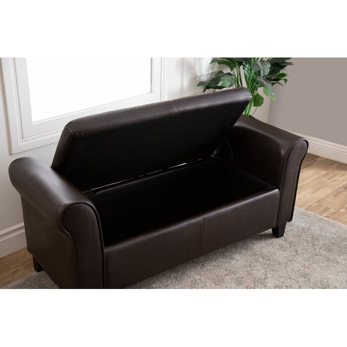 Lanson 2 Seater Leatherette Bench With Storage - Brown - Torque India