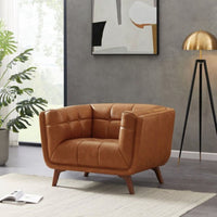 Louis Leatherette Sofa For Living Room - Brown - Torque India