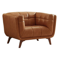 Louis Leatherette Sofa For Living Room - Brown - Torque India