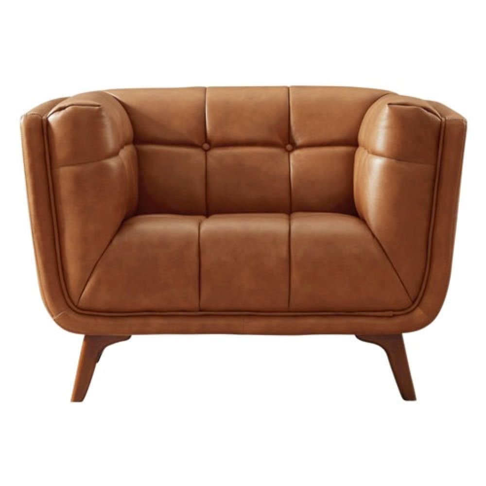 Louis Leatherette Sofa For Living Room - Brown - Torque India