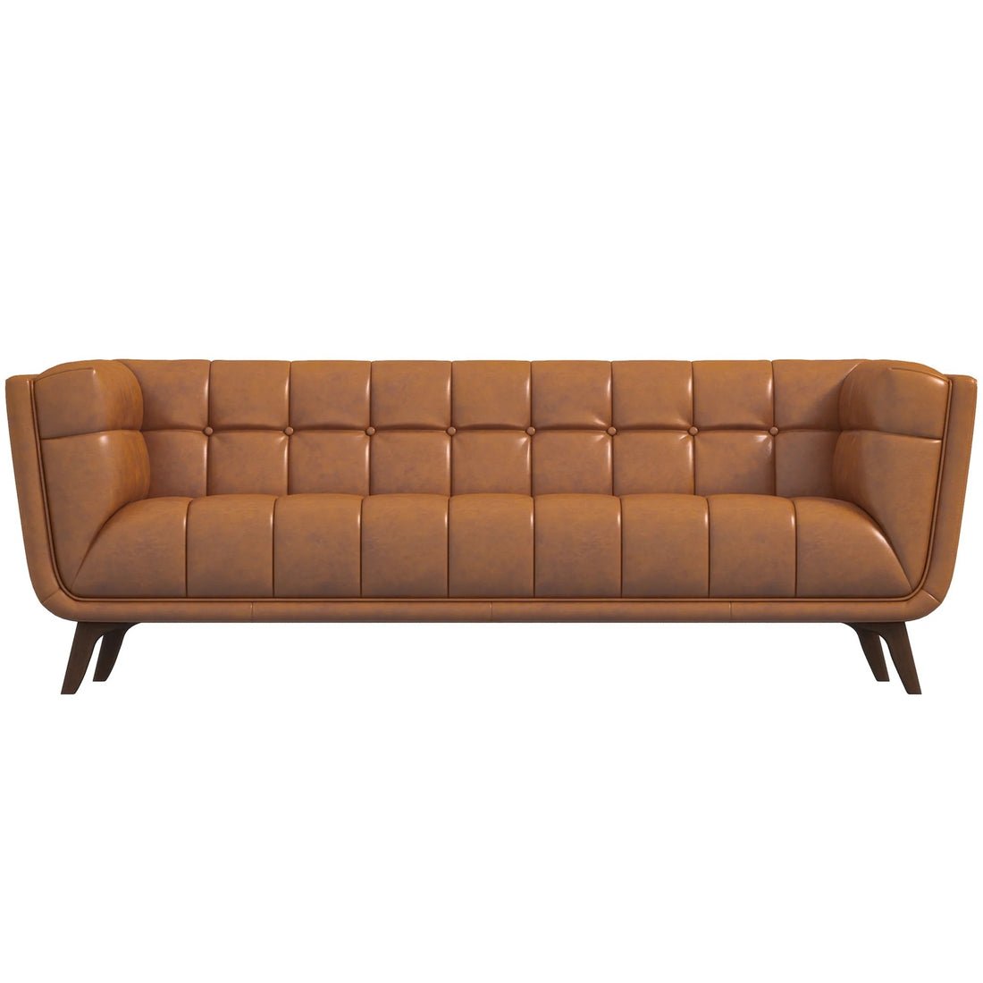 Louis Leatherette Sofa For Living Room - Brown - Torque India