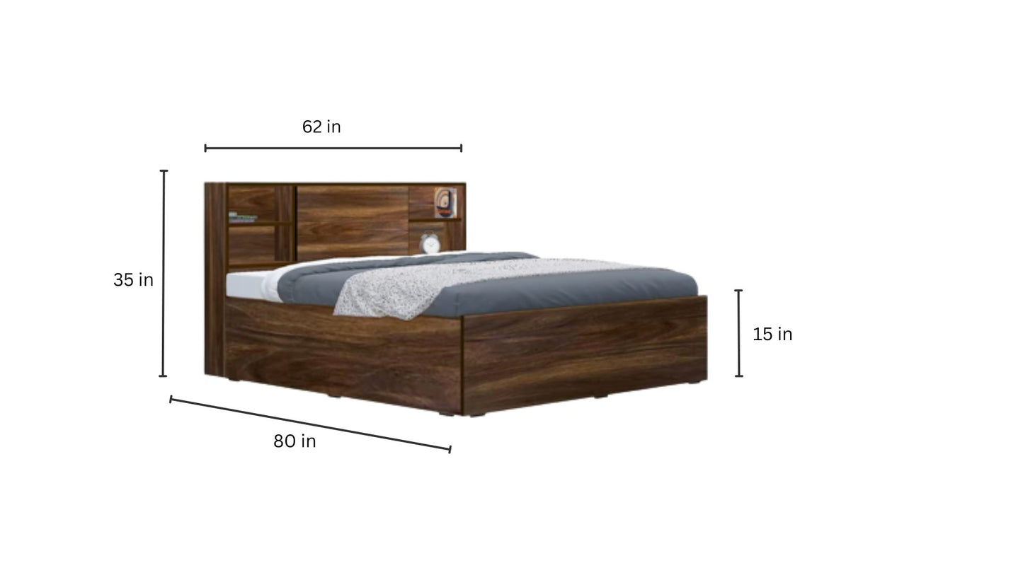 Magnus Engineered Wood Bed with Box Storage for Bedroom (Brown) - Torque India