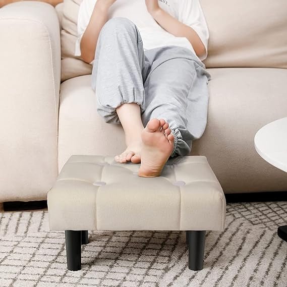 Malvina Rectangle Shape Fabric Ottoman Puffy for Foot Rest Home Furniture - Torque India