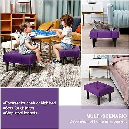 Malvina Rectangle Shape Fabric Ottoman Puffy for Foot Rest Home Furniture - Torque India