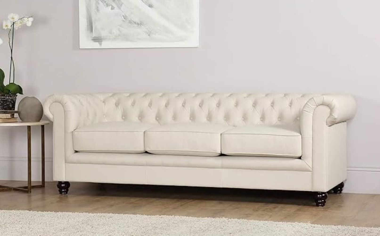 Marina Solid Wood 3 Seater Fabric Chesterfield Sofa for Living - Torque India