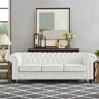 Marina Solid Wood 3 Seater Fabric Chesterfield Sofa for Living - Torque India