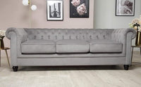 Marina Solid Wood 3 Seater Fabric Chesterfield Sofa for Living - Torque India