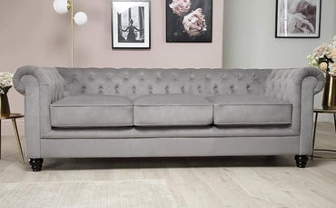 Marina Solid Wood 3 Seater Fabric Chesterfield Sofa for Living - Torque India