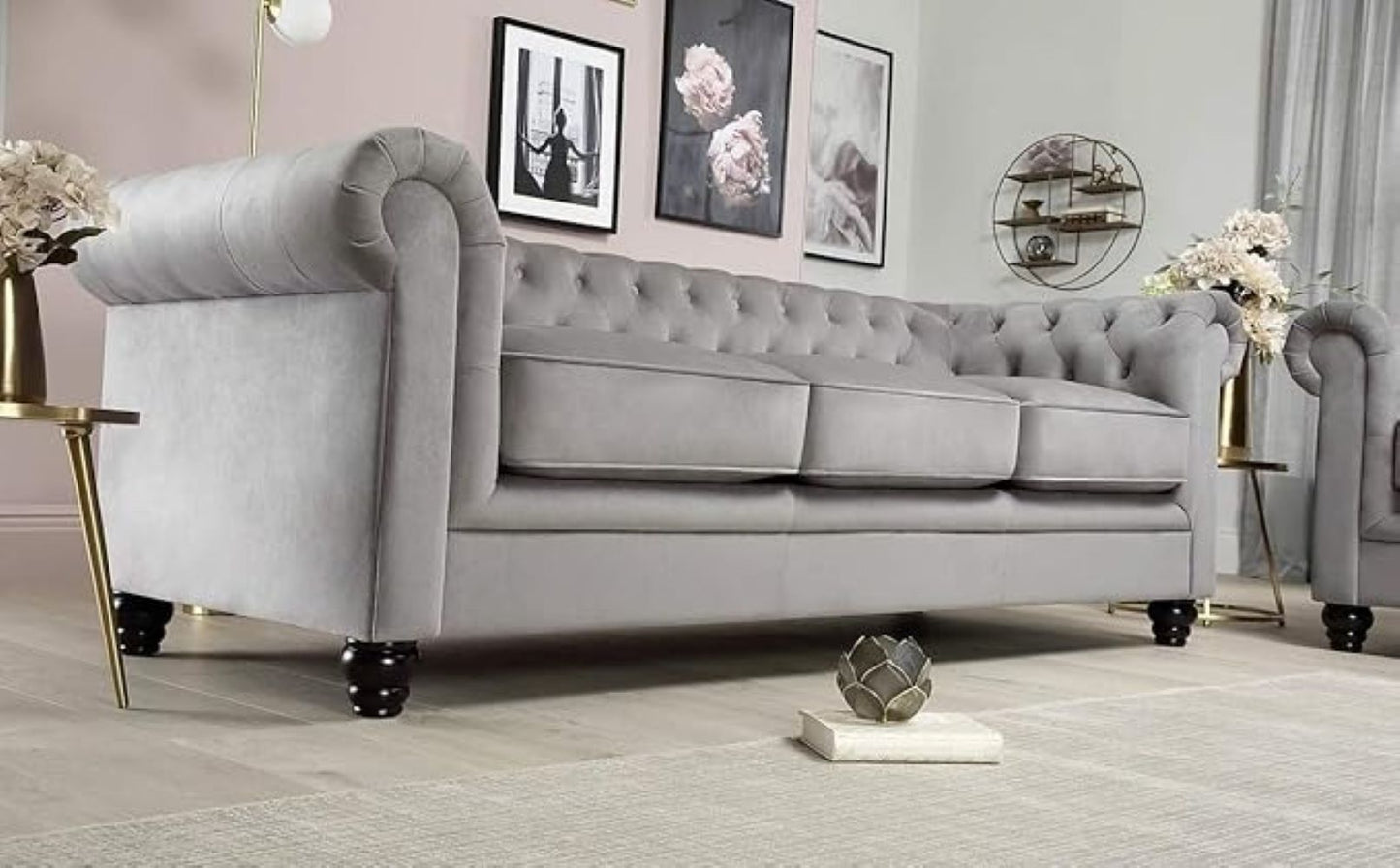 Marina Solid Wood 3 Seater Fabric Chesterfield Sofa for Living - Torque India