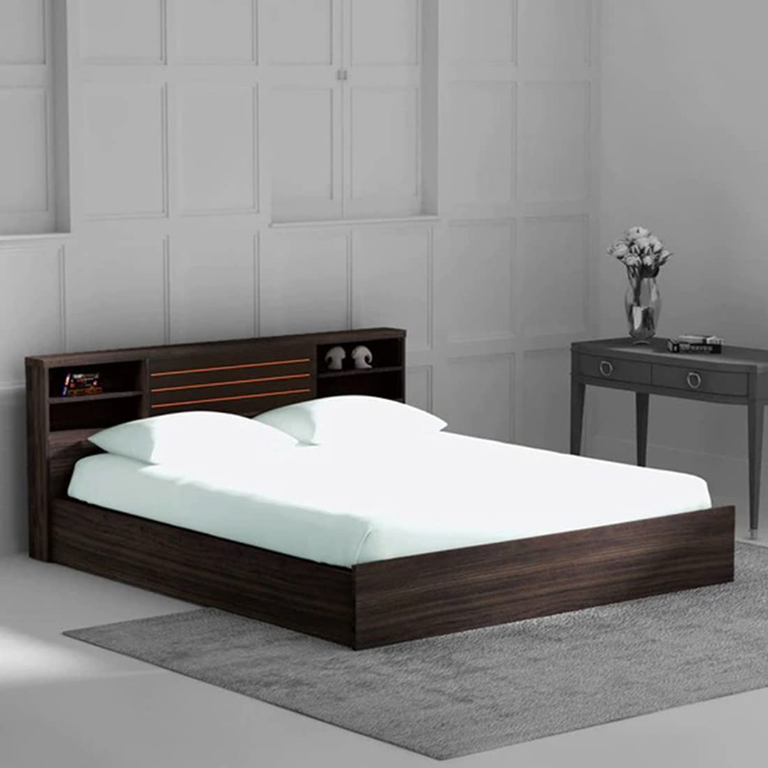 Max King Size Bed With Storage For Bedroom (Brown) - Torque India