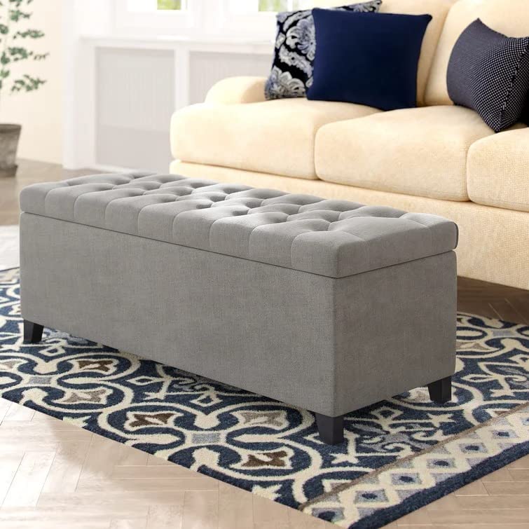 Mexico 2 Seater Fabric Storage Ottoman Bench Sette Pouffe Puffy for Foot Rest - Torque India