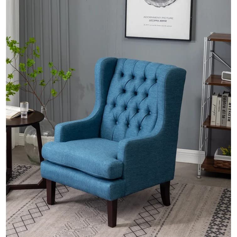 Miami 1 Seater Upholstered Tufted Wing Chair For Living Room| Bedroom| Office - Torque India