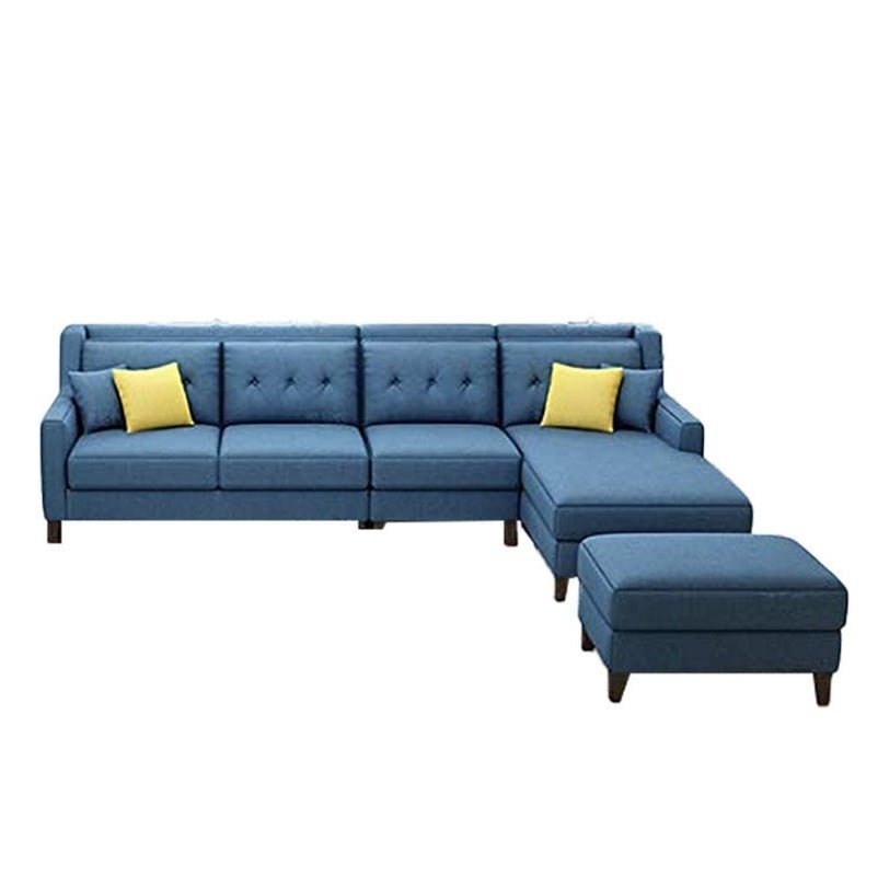 Milner L Shape 6 Seater Fabric Sofa with Ottoman - Torque India