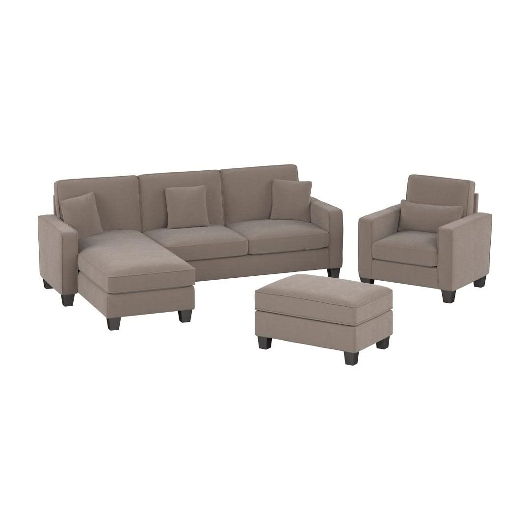 Moscow 1 Seater + 4 Seater L Shape Fabric Sofa With Ottoman For Living Room| Bedroom | Office - Torque India