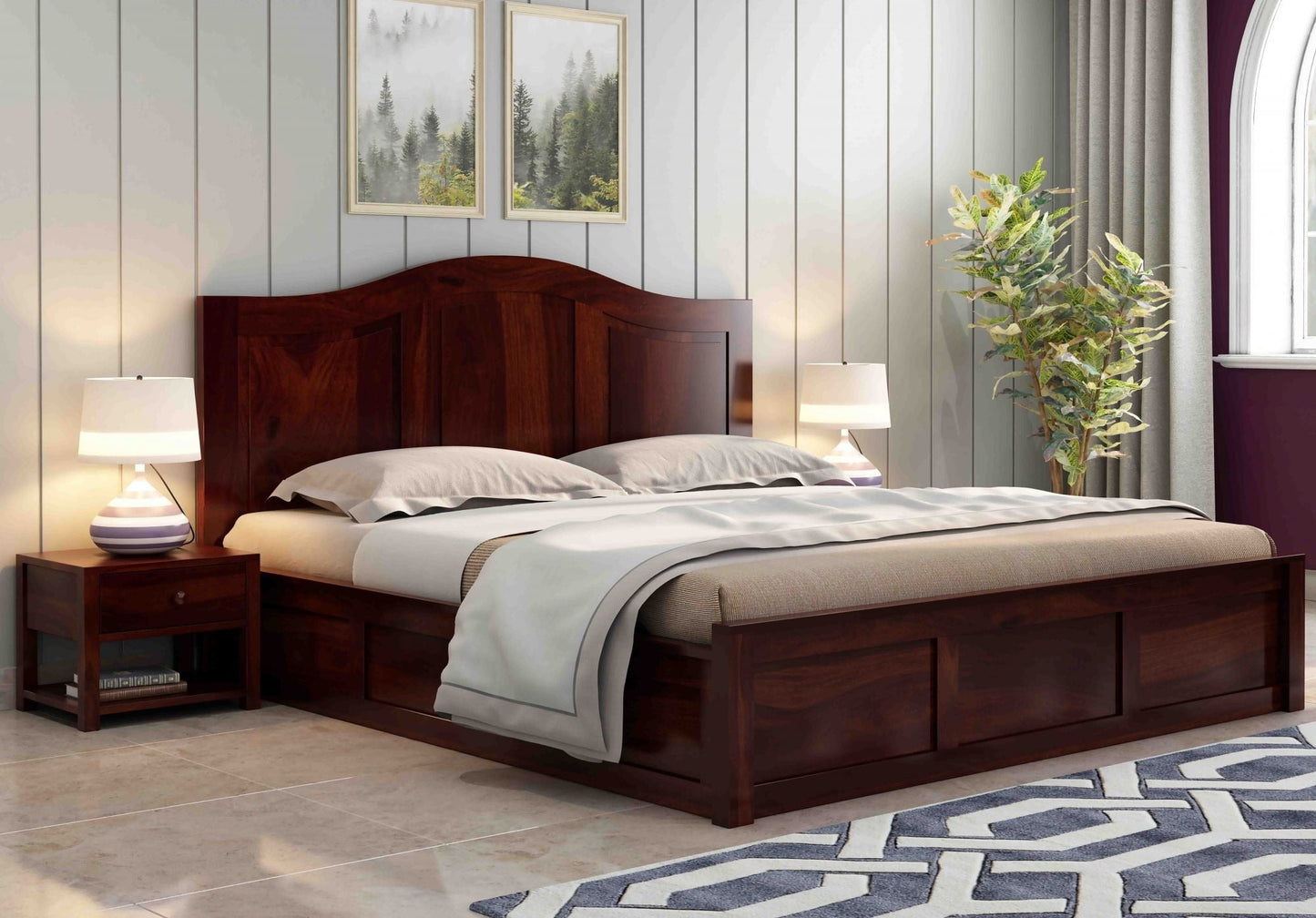 Nectar Sheesham Wood Bed with Box Storage - Torque India