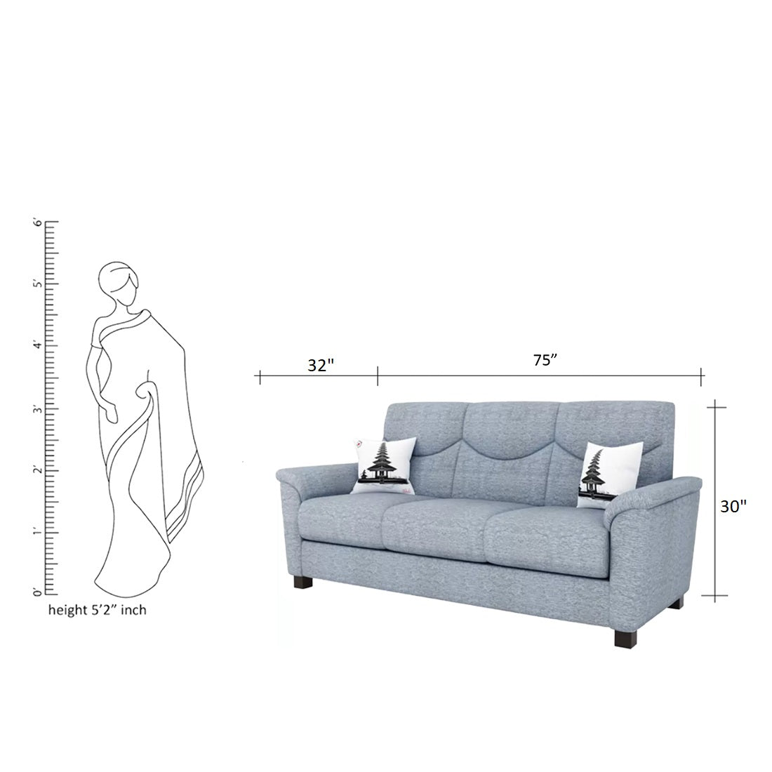 Nuevo 3 Seater Fabric Sofa | Furniture for Living Room And Office | 3 Seater Fabric Sofa - Torque India
