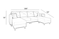 Quillon 6 Seater U-Shape Sectional Convertible Sofa Couch with Double Chaise 4 Seat Sofa with Two Ottomans - Torque India