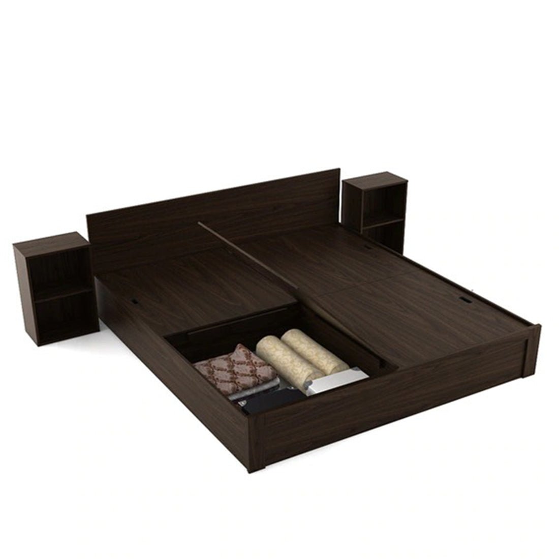 Rosa King Size Bed With Box Storage For Bedroom (Brown) - Torque India