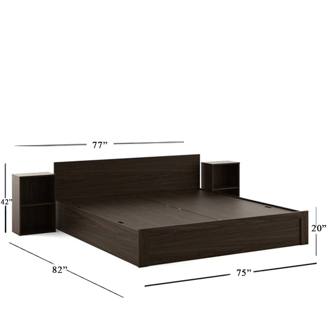Rosa King Size Bed With Box Storage For Bedroom (Brown) - Torque India