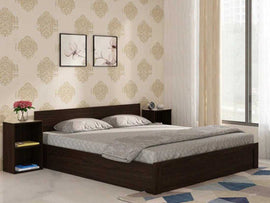 Rosa King Size Bed With Box Storage For Bedroom (Brown) - Torque India
