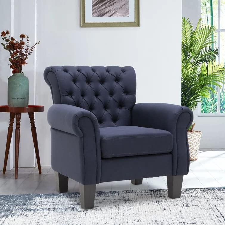 Roy 1 Seater Upholstered Tufted Wing Chair For Living Room| Bedroom| Office - Torque India