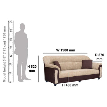 Ruben 3 Seater Fabric Sofa For Living Room - Torque India