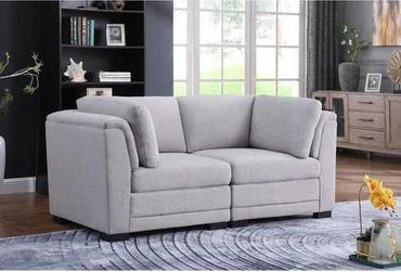 Sia 3 Seater Fabric Sofa for Living Room - Light Grey - Torque India