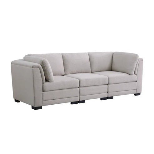 Sia 3 Seater Fabric Sofa for Living Room - Light Grey - Torque India