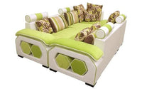 Silvester U Shape 9 Seater Fabric Sofa Set with 4 Puffy - Torque India