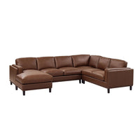 Stanley 6 Seater U Shape Leatherette Modular Sofa for Living Room - (Dark Brown) - Torque India