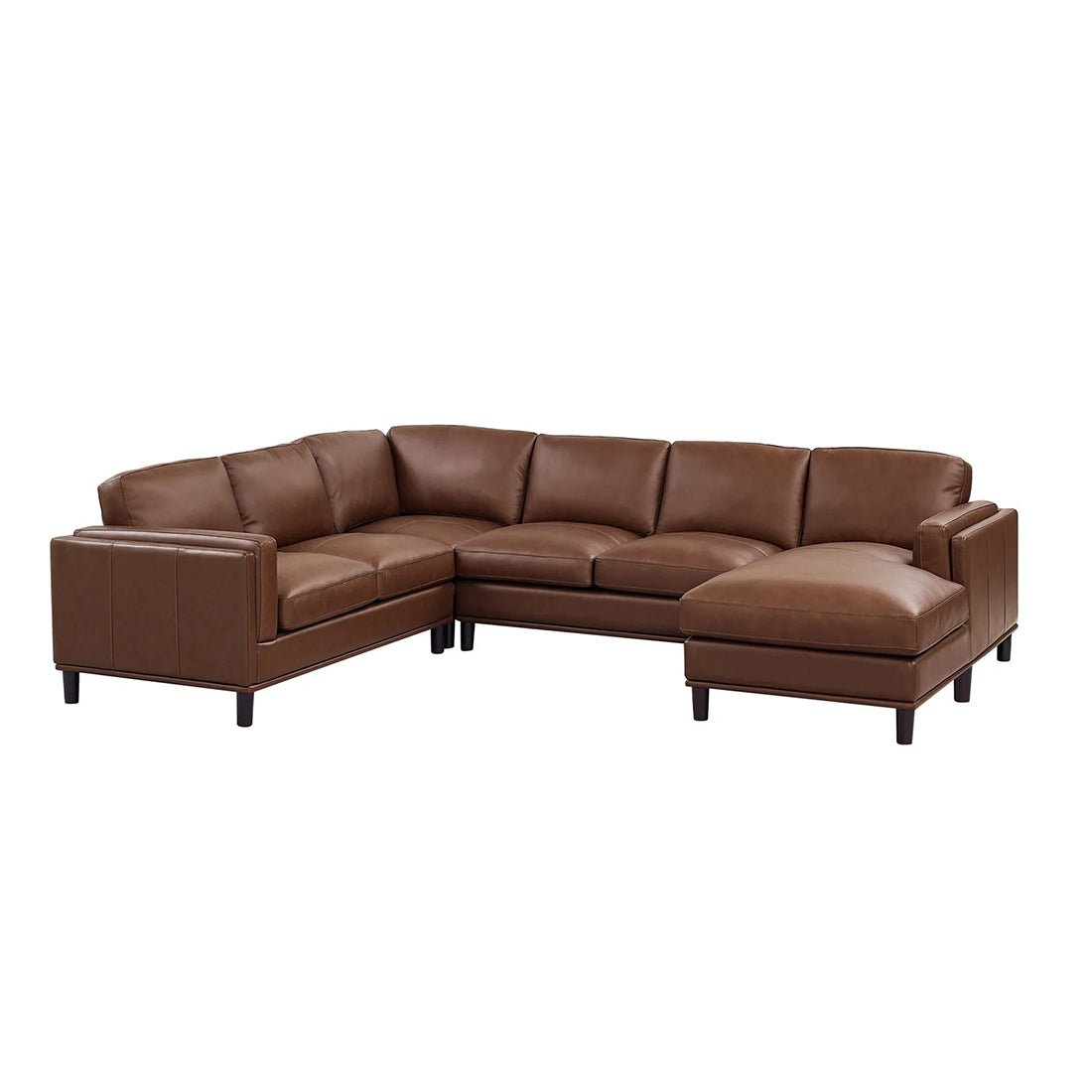 Stanley 6 Seater U Shape Leatherette Modular Sofa for Living Room - (Dark Brown) - Torque India