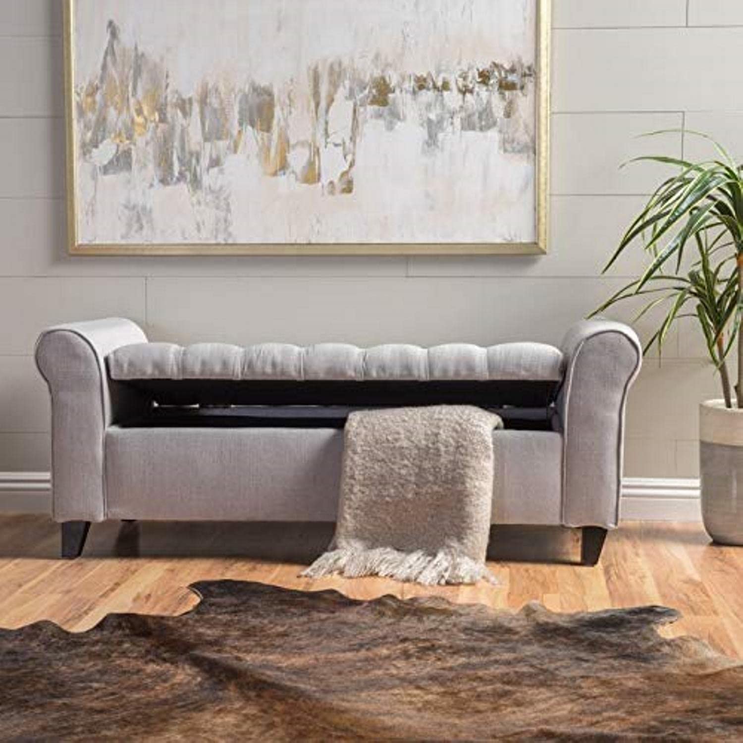 Toronto 2 Seater Fabric Storage Ottoman Bench Sette Pouffe Puffy for Foot Rest - Torque India